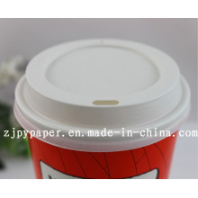 Paper Cup Lid Cover (White/black styrene travel lid) -Pcl-11